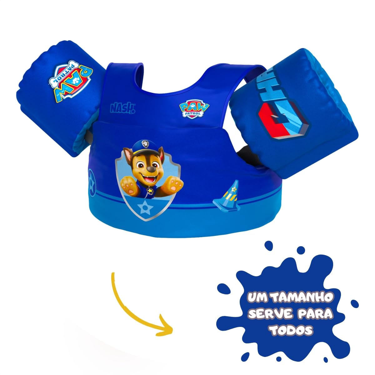 Boia Infantil com Colete Salva Vidas Nash - Patrulha Canina Chase