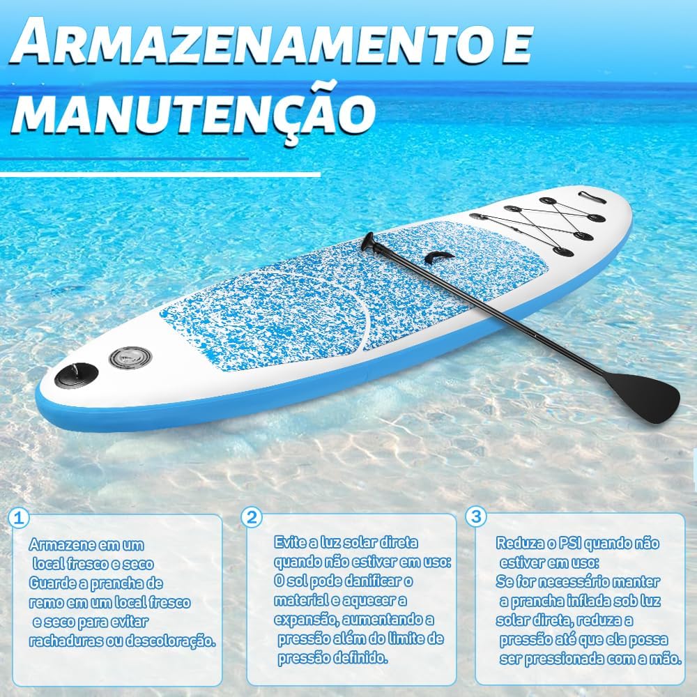 Stand Up Paddle, Prancha de Surf, Prancha Surf, Prancha de Stand Up Paddle Inflável, Prancha de Remo Inflável, Prancha de Remo Inflável com Acessórios, Bomba Manual, Trela, Nadadeiras