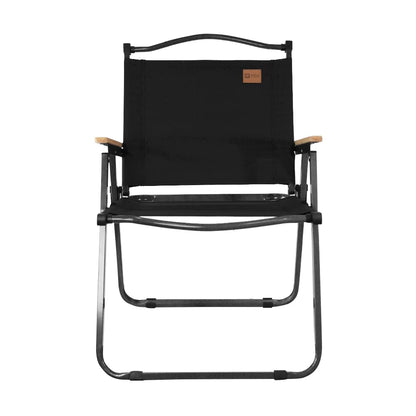 NTK, Cadeira Andrade Dobrável para Atividades de Lazer, Camping e Pesca, Acabamento dos Braços em Madeira, Peso Suportado até 95kg, Preto