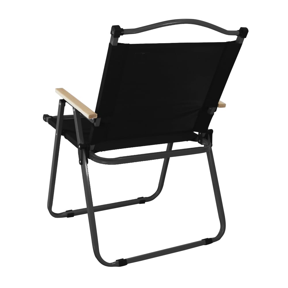 NTK, Cadeira Andrade Dobrável para Atividades de Lazer, Camping e Pesca, Acabamento dos Braços em Madeira, Peso Suportado até 95kg, Preto