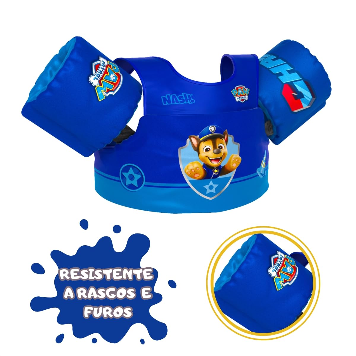 Boia Infantil com Colete Salva Vidas Nash - Patrulha Canina Chase