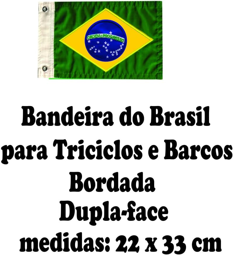 Bandeira do Brasil C.R.E Coletes & Bordados Verde e Amarelo 22 x 33 para Tricíclos, Motos e Barcos
