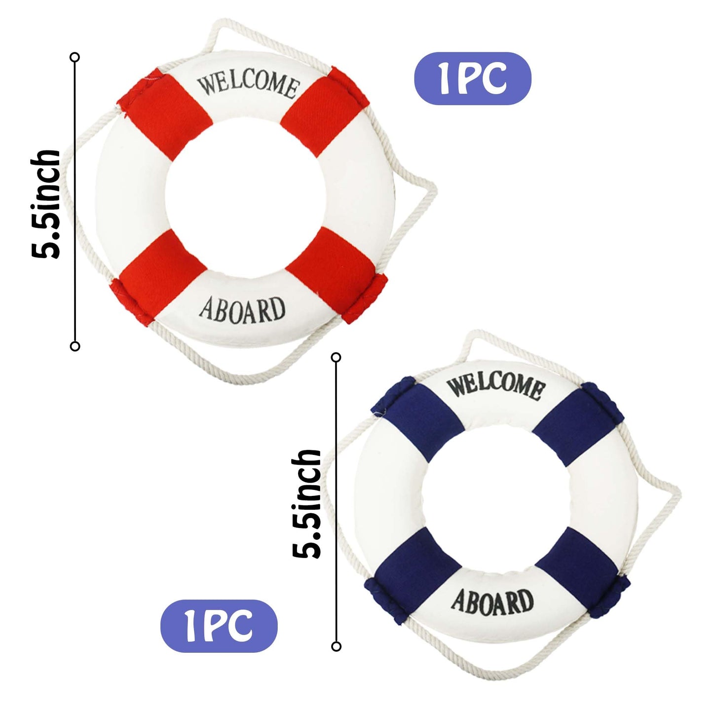 Bilipala 2pcs Bem-vindo Pano Anel de Vida Decorativa, Boia Casa Parede Nautica Nova
