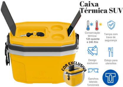 Caixa térmica SUV com alça, 20 litros, para praia, pesca e camping