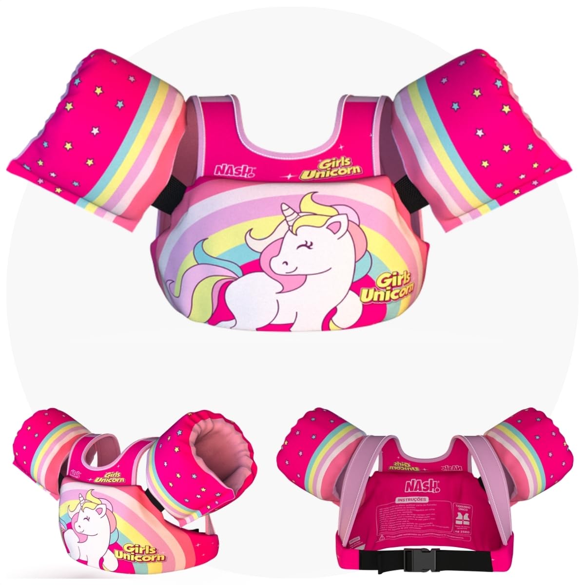 NASH, Boia Infantil com Colete Salva Vidas Unicórnio Nash