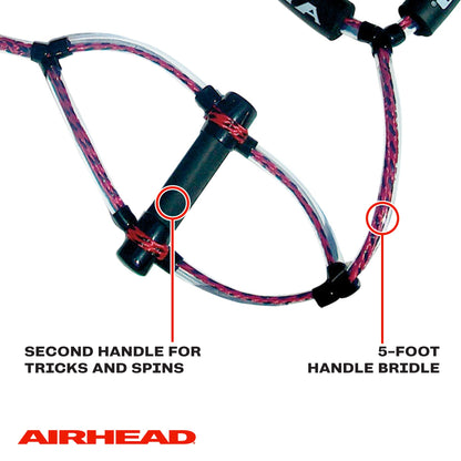 Airhead Corda de Wakeboard com cabo de truque, 4 seções, 1,8 m, vermelha