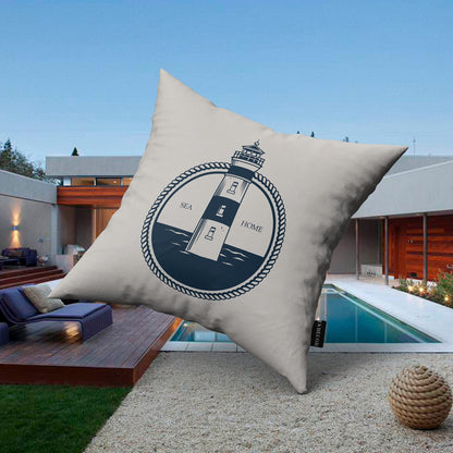 Kit 4 Capas de Almofada Náutica Suede Ziper Invisível (Azul Farol + Coral + Peixe + Listras - 45 x 45cm)